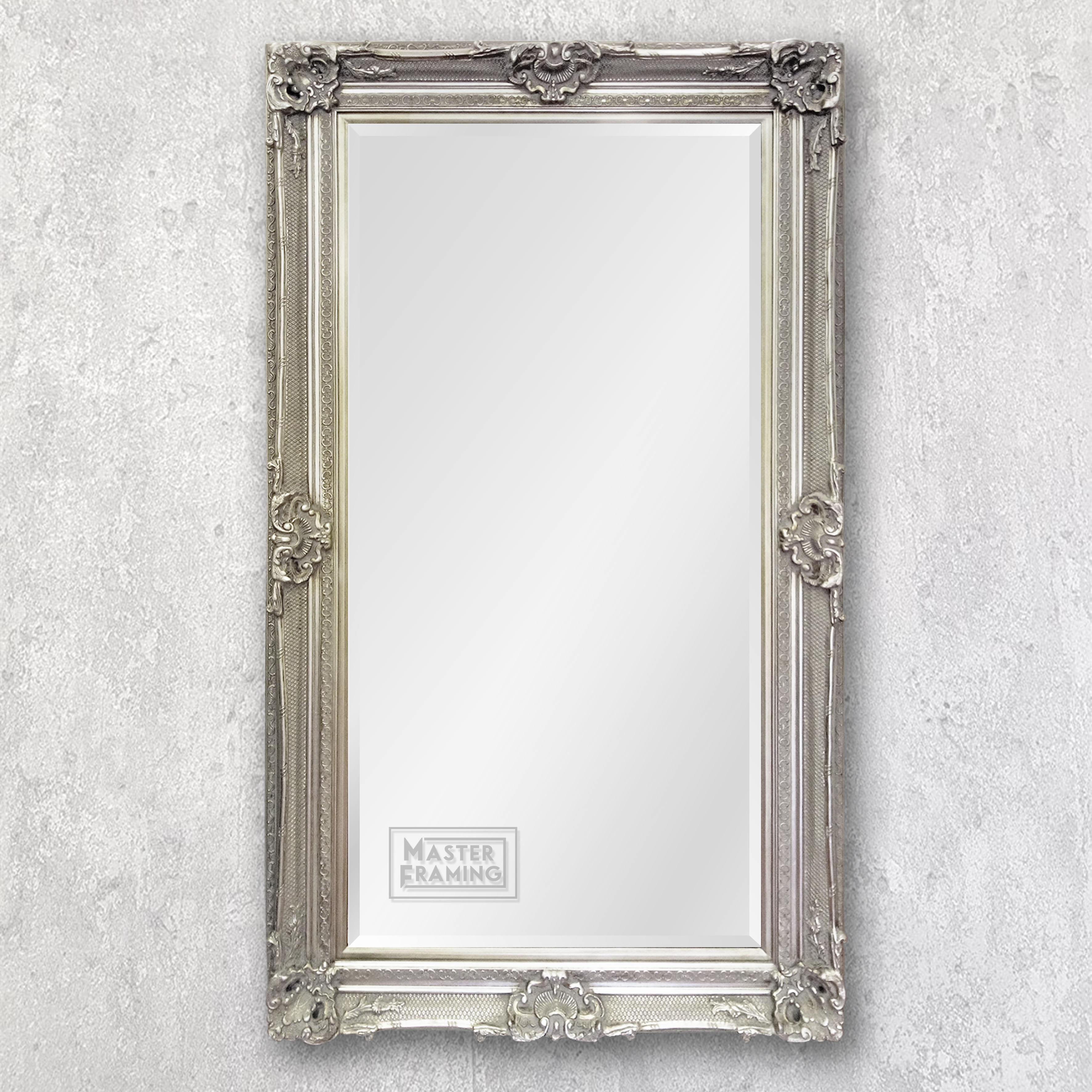 large ornate silver framed mirror 663S